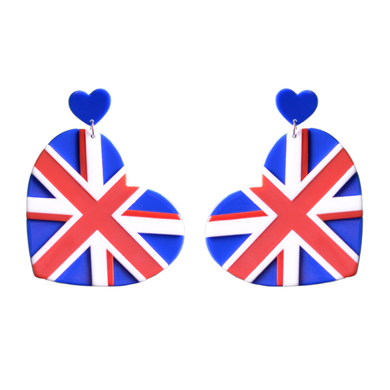 British Flag Heart shaped Acrylic Earring / Union Jack Flag Earring