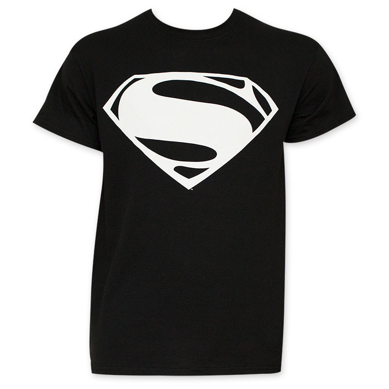 Batman v Superman Men's Black And White Superman Logo T-Shirt ...