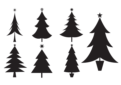Silhouette Of Christmas Tree Clip Art, Vector Images ...