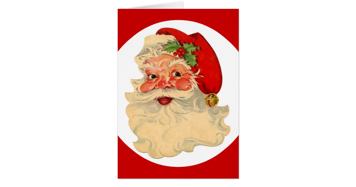 Classic Jolly Santa Claus Face Custom Christmas Card | Zazzle