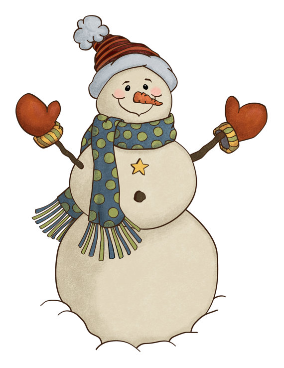 Holiday Snowman Country Style Clip Art Illustration by Nyrak