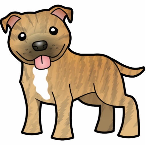 Cartoon Pit Bull / Staffie (fawn brindle) Acrylic Cut Out from Zazzle.