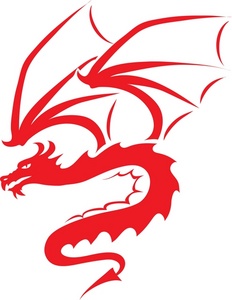 Free Dragon Clip Art Image - Red Silhouette of a Flying Dragon