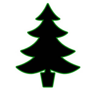 Green christmas tree clipart black and white