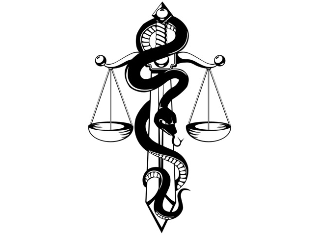Sword and Snake w/ Justice Scales | Libra Tat Ideas | Pinterest