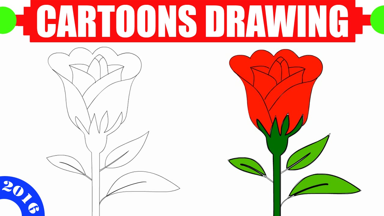 How to draw a rose EASY for kids in 90s - Easy and simple drawing ...