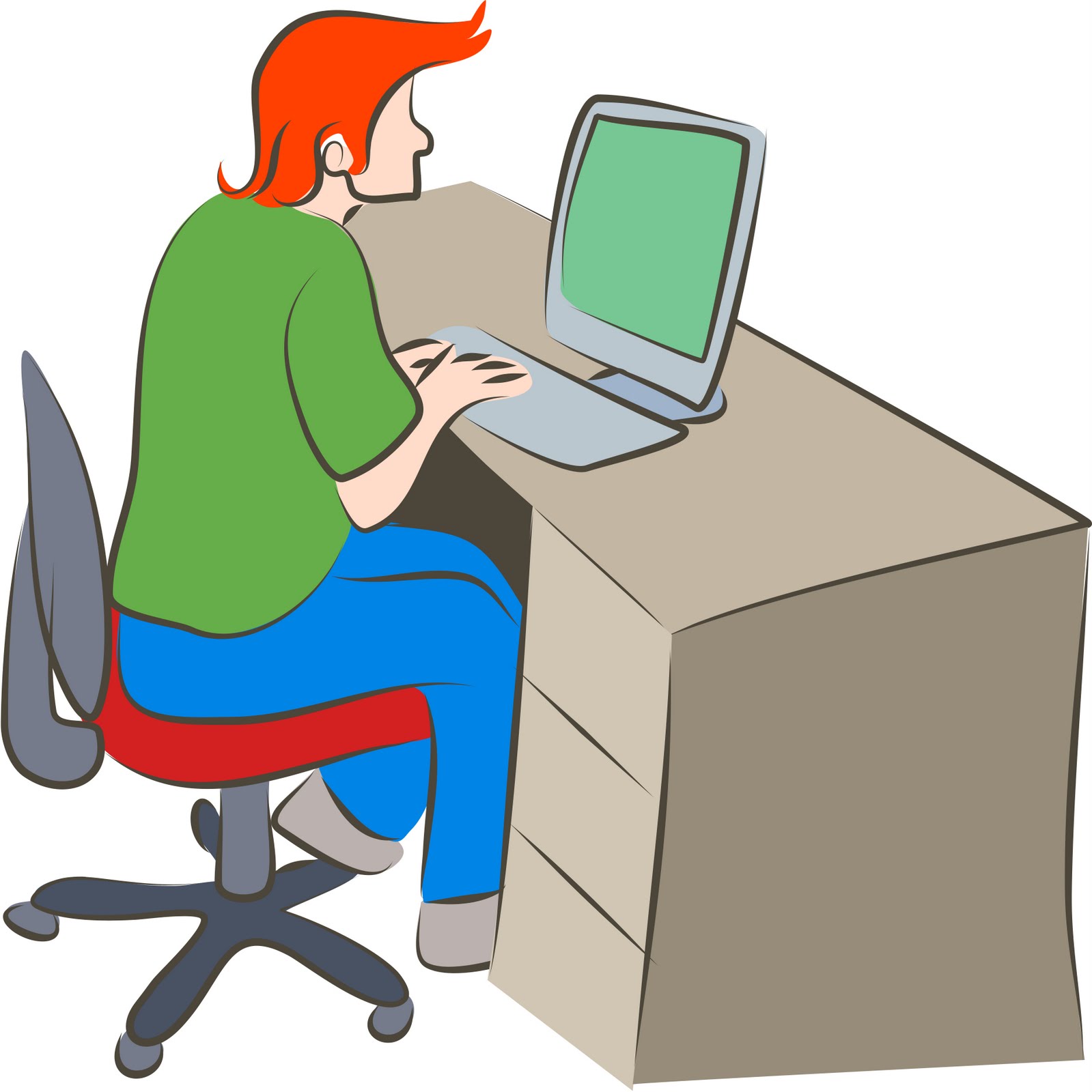 Person on computer clipart