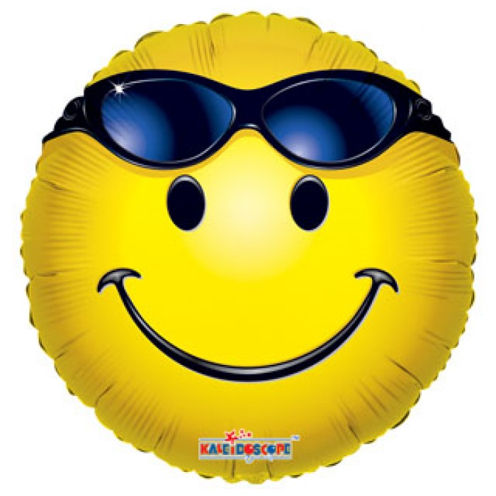 SV Smiley Face With Galsses Foil Balloon 18" - 17525