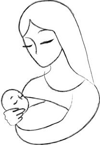 Mother holding baby clipart