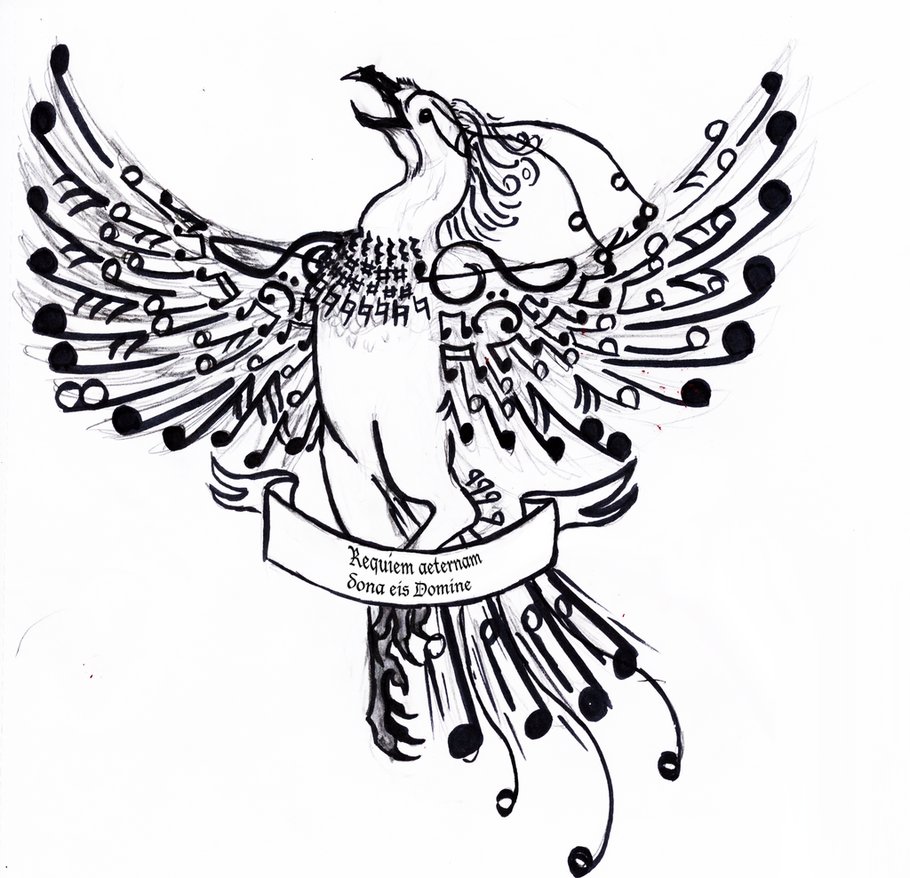Bird of Music Tattoo Commission