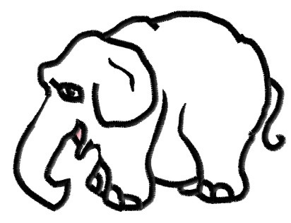 Animals Embroidery Design: Elephant Outline from King Graphics
