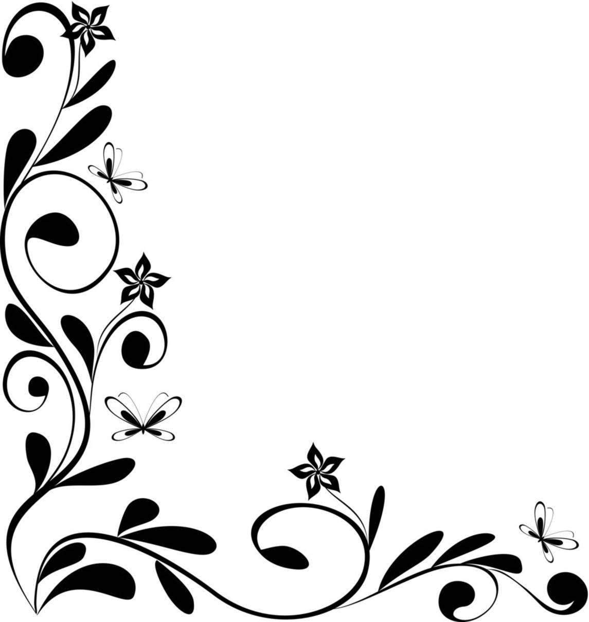 free black and white floral clip art - photo #3