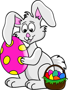 Easter Clipart Image - Cartoon Bunny Rabbit Holding an Easter Egg ...
