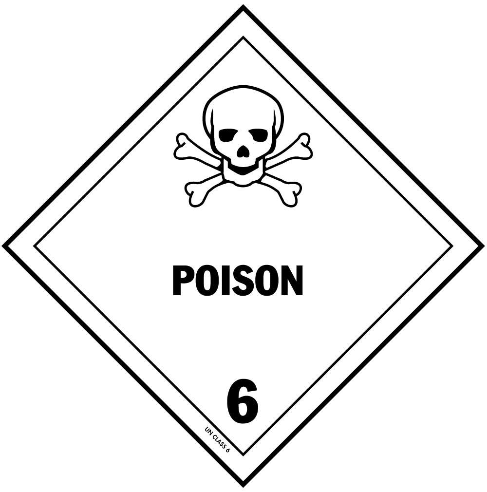 D.O.T. Poisonous Material Label for Hazardous Materials - Class 6