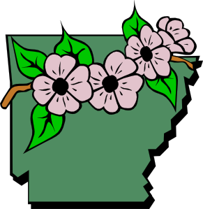 Arkansas Map And Flower clip art Free Vector