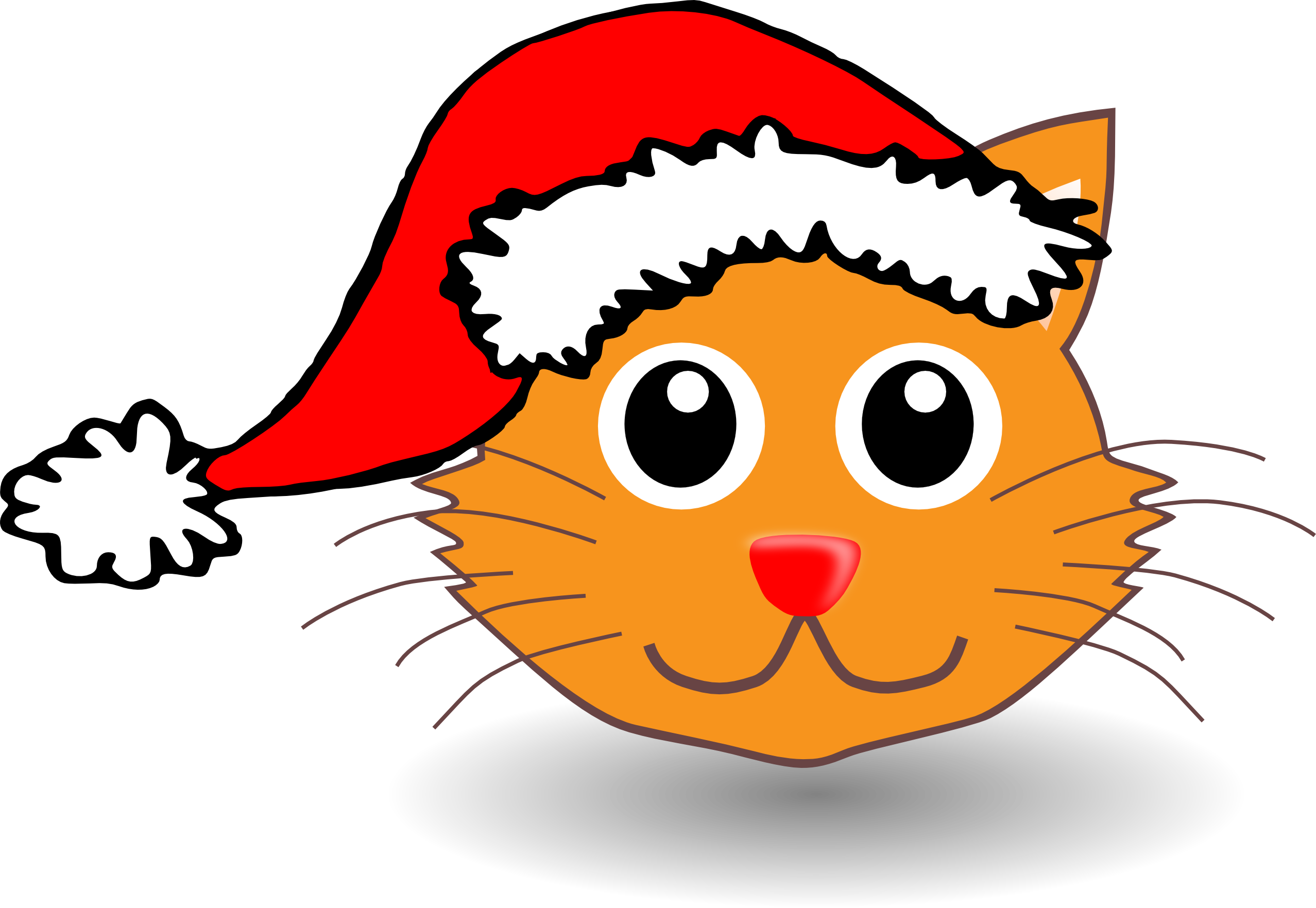 Clip Art: Cat 1 face with Santa Hat Christmas ...
