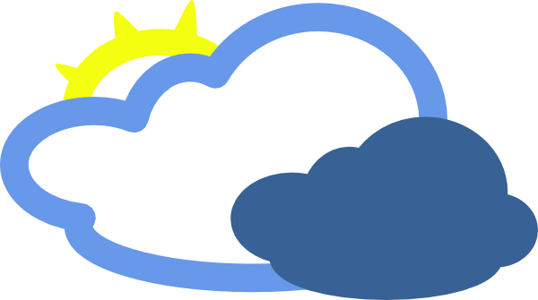 Heavy Clouds And Sun Weather Symbol clip art Free Vector
