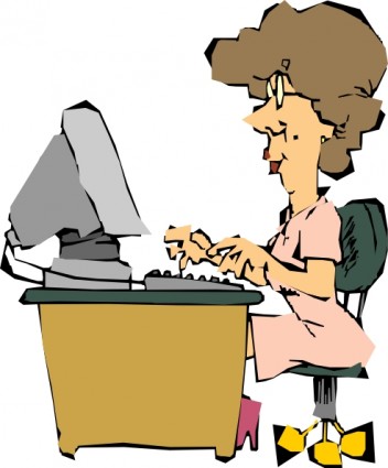 Woman Using A Computer clip art Vector clip art - Free vector for ...