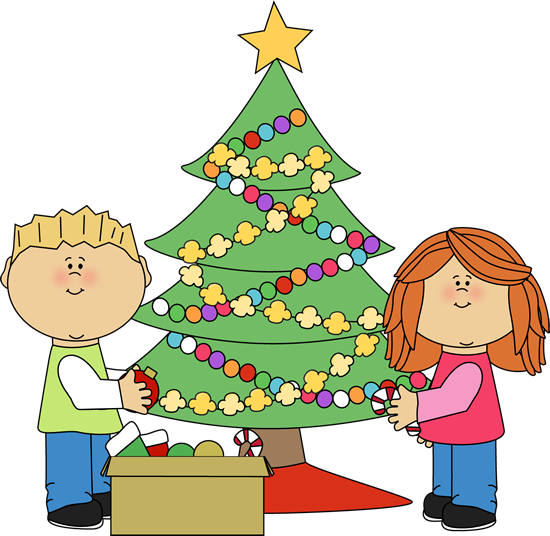 Kids Decorating A Christmas Tree Clip Art Kids Decorating A ...