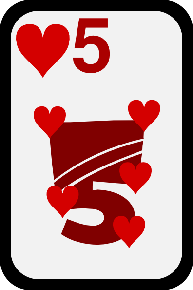 Five Of Hearts clip art Free Vector