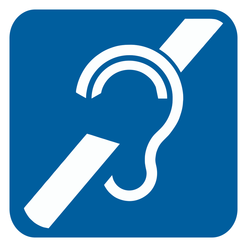 ADA Hearing Impaired Symbol White on Blue Sign NHE-28042-WHTonBLU
