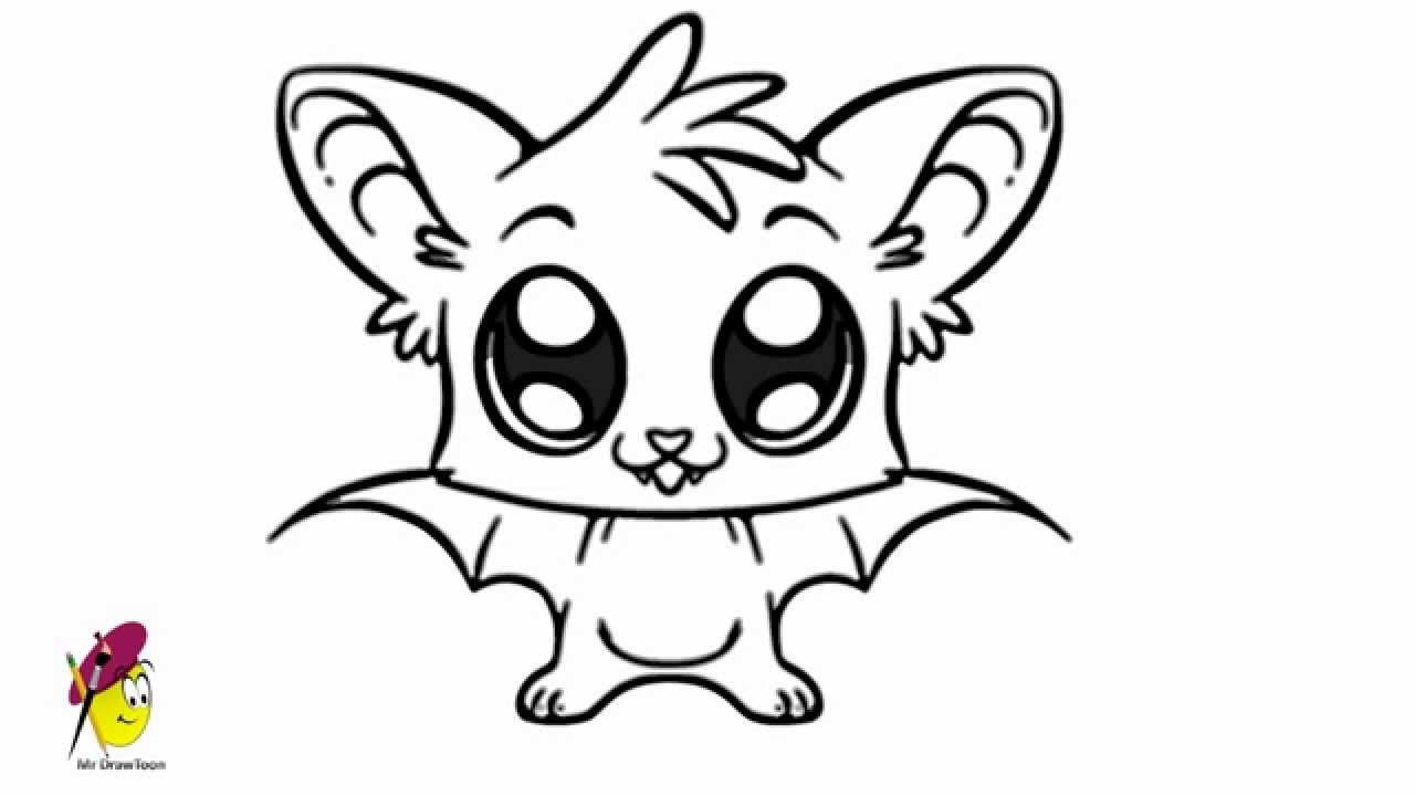 Bat Cartoon - Easy Drawing - How to draw a Bat - YouTube