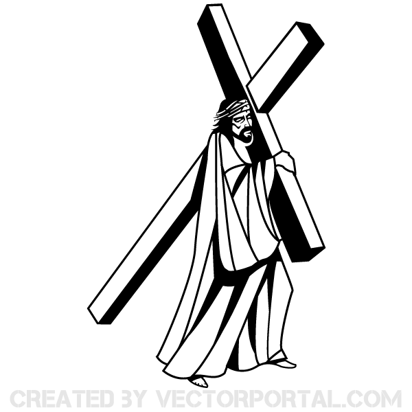 Jesus Christ Carrying the Cross | Download Free Vector Art | Free ...
