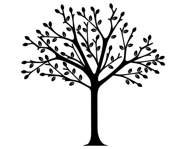 Simple tree black and white clipart