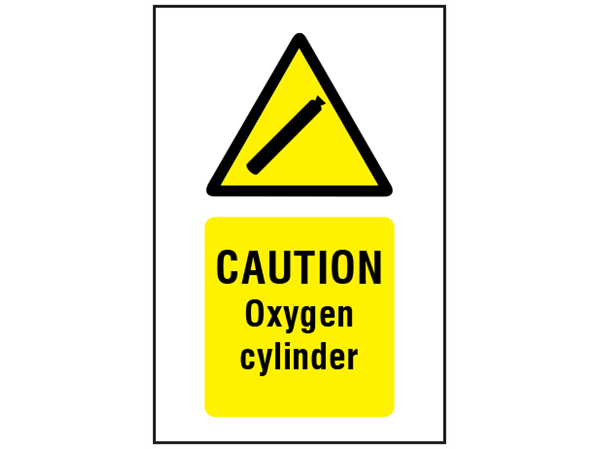 Caution oxygen cylinder symbol and text safety sign. | WS4440 ...