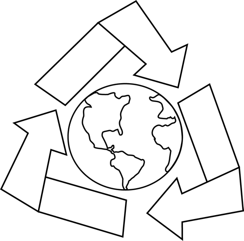 Recycling clipart black and white