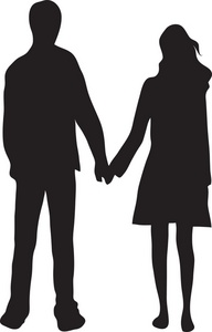 Girl and boy holding hands clipart
