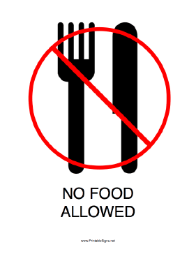 Printable No Food Allowed Sign