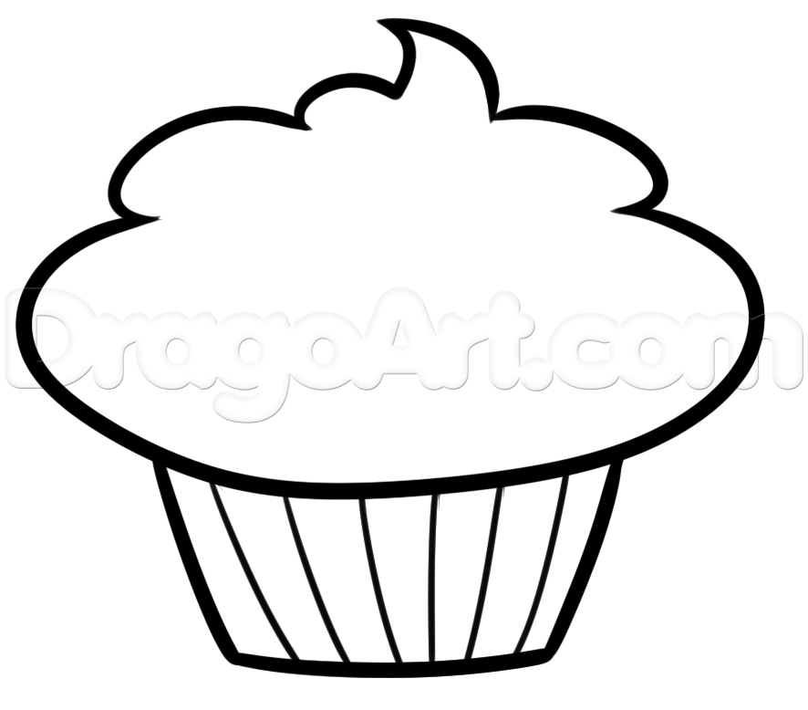 How to Draw a Cupcake For Kids, Step by Step, Food, Pop Culture ...