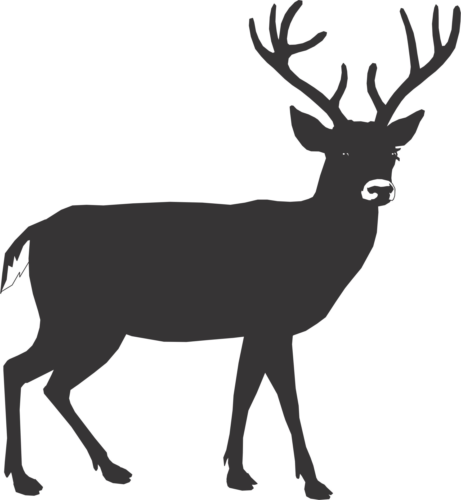 Cartoon reindeer head clipart black and white