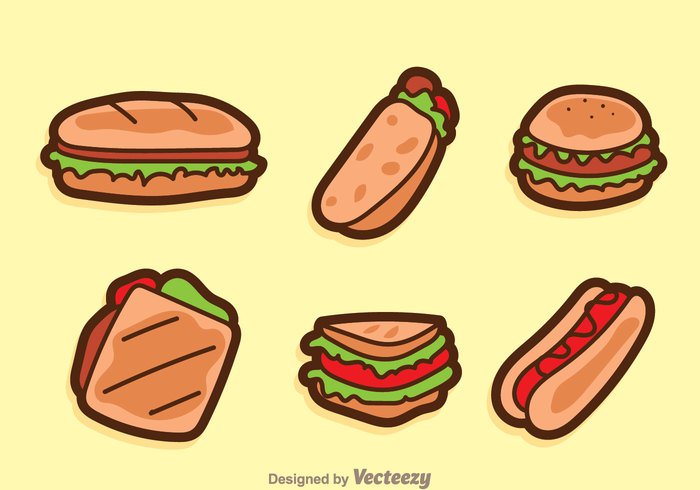 Vector Sandwich Cartoon Icons - Download Free Vector Art, Stock ...