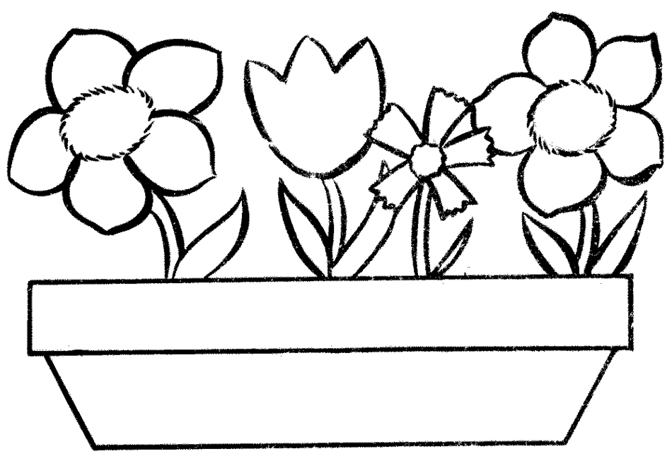 Flower Pot Coloring Page Clipart - Free to use Clip Art Resource