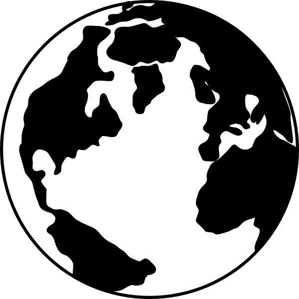 World Globe Black And White Clipart