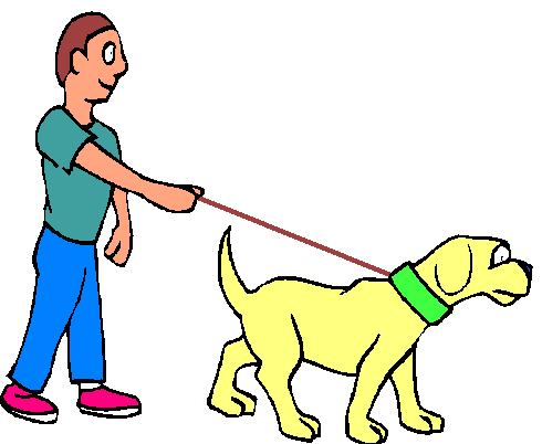 Clipart of person walking dog