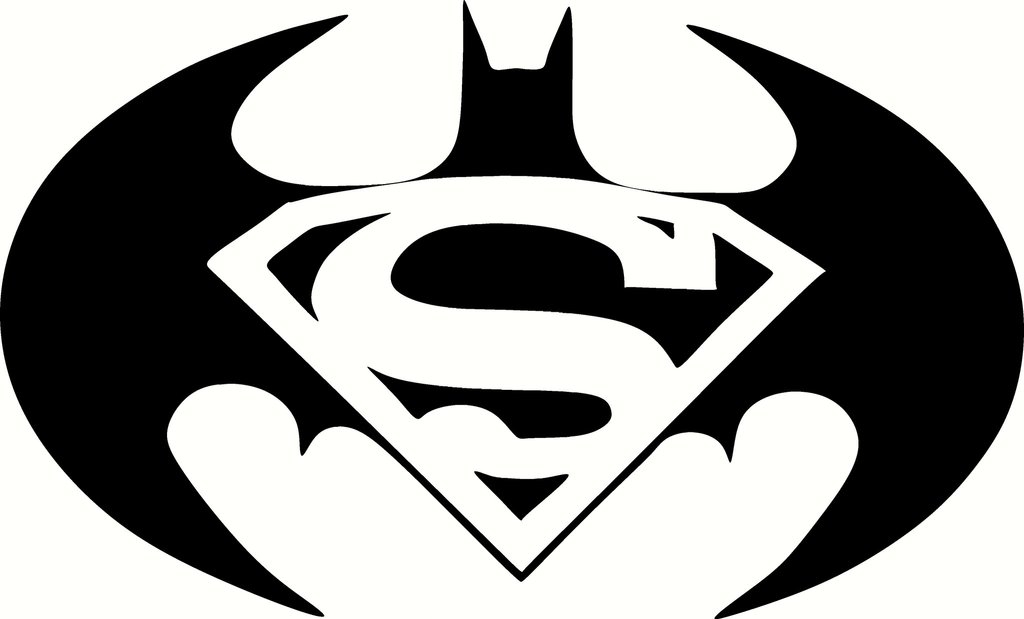 Superman And Batman Logo Black And White