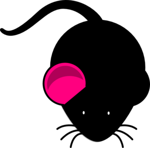 Black Mouse One Pink Ear clip art - vector clip art online ...