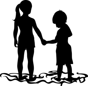 Siblings Clipart Image - Silhouette of a Little Boy and His Big ...