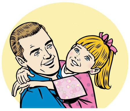 Father and daughter hugging clipart