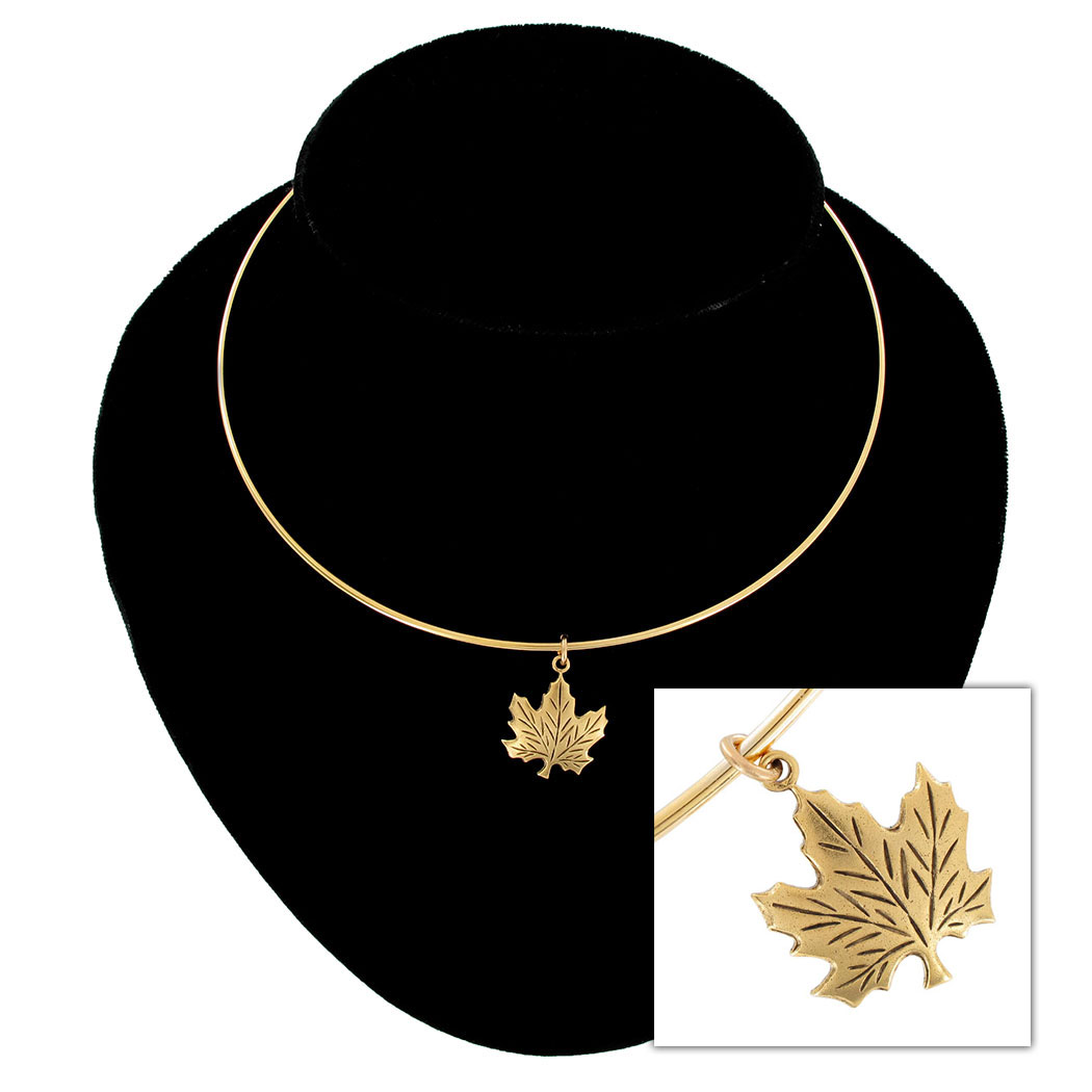 Collar Necklace Canadian Maple Leaf Symbol Gold Tone USA Made ...