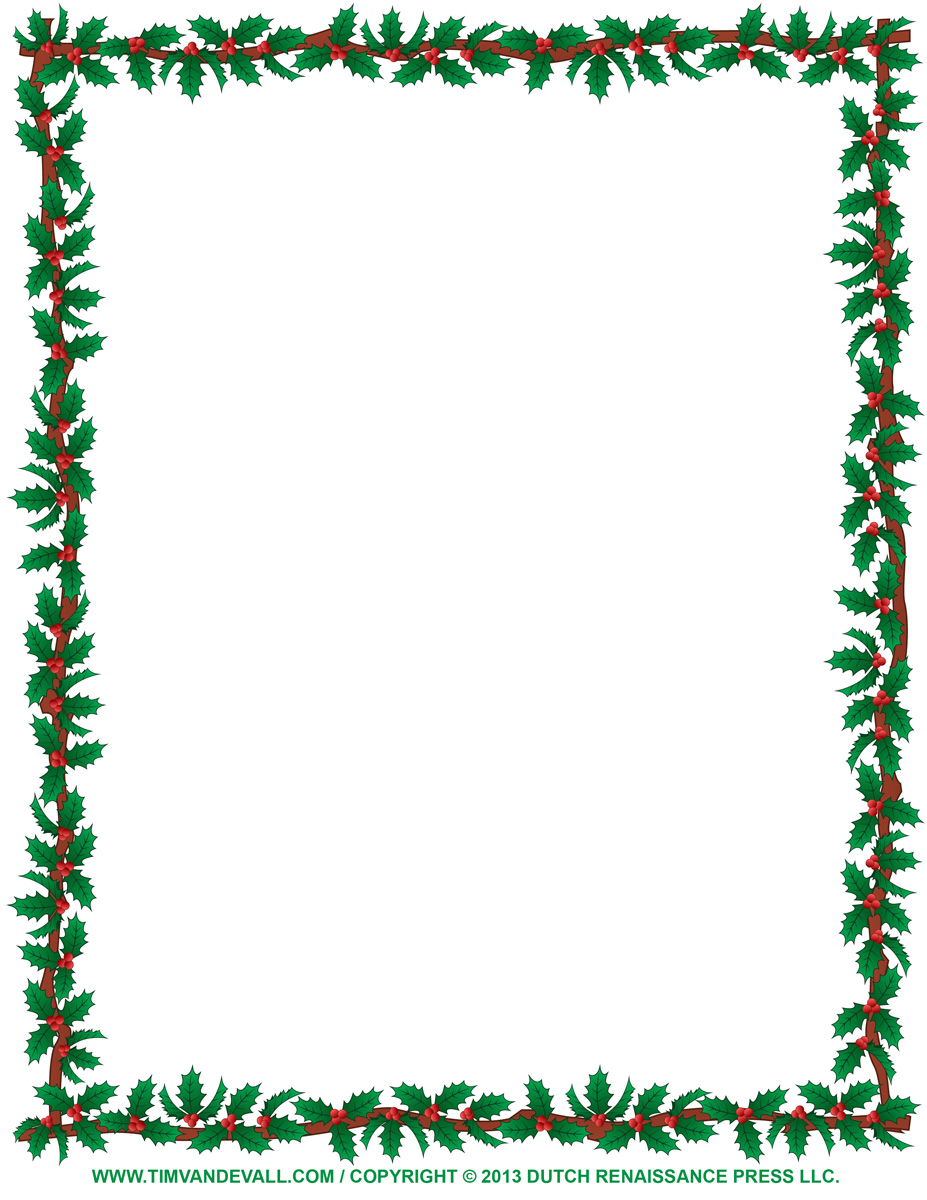 8 Best Images of Free Printable Christmas Borders Holly - Free ...