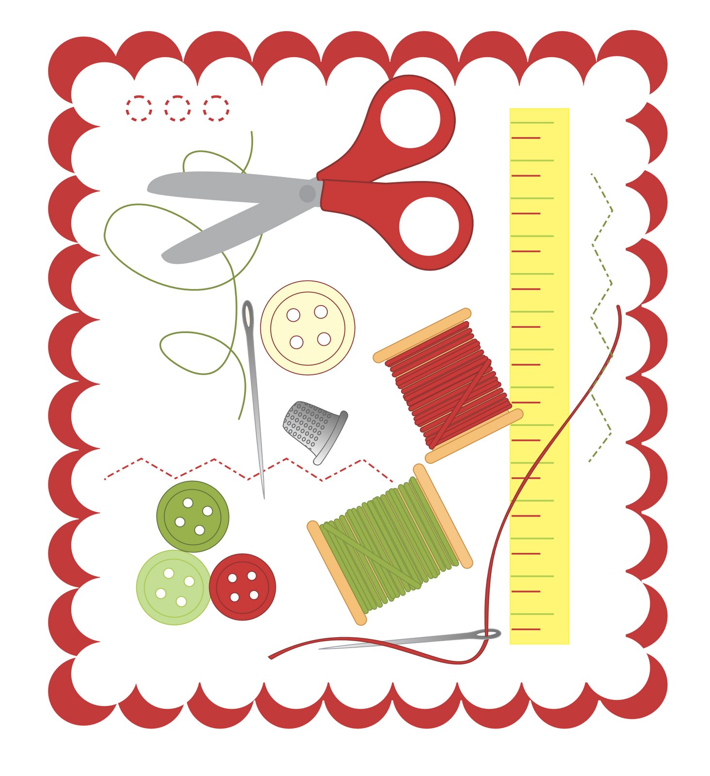 Sewing borders clipart