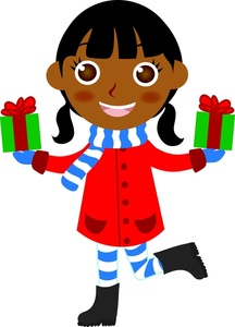 Holidays Clipart Image - Happy African AMerican Black Girl Dressed ...