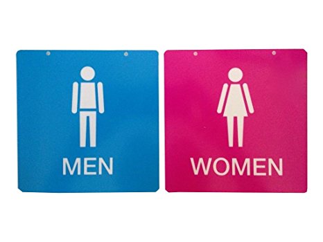Amazon.com: 1 X Cute Pink and Blue Men and Women Restroom Signs ...
