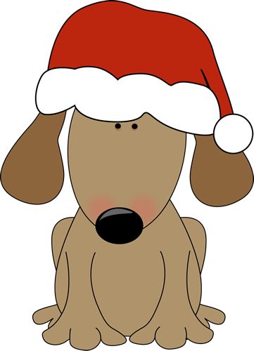 Dog with santa hat clipart