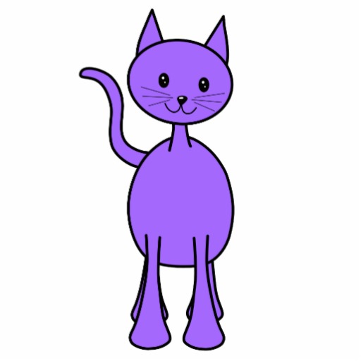 Cute Purple Cat Cartoon. Photo Cutouts from Zazzle.