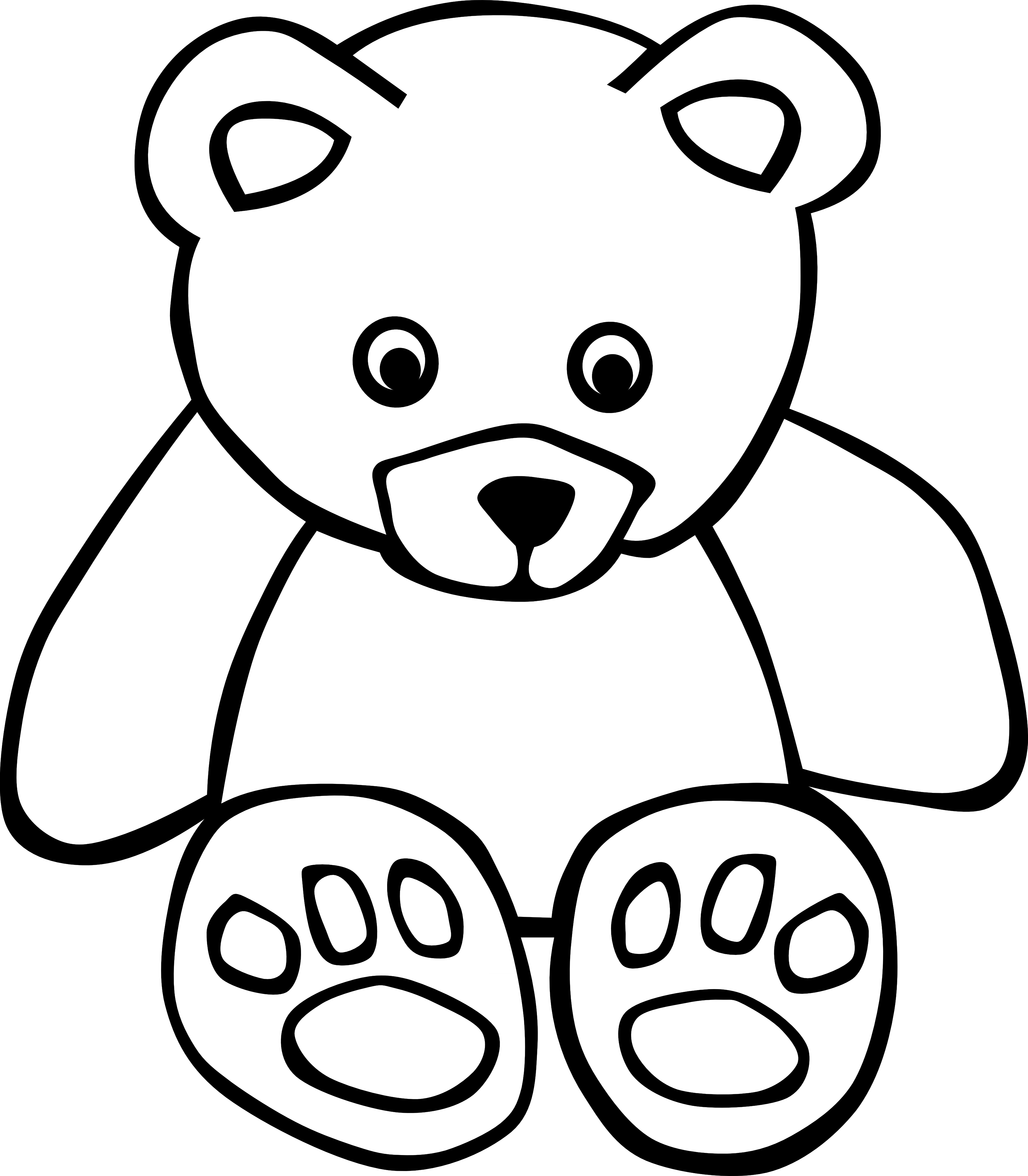 Clip Art: Bear Black White Line Art Teddy Bear ...